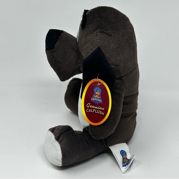 Calplush 2018 Puppy Dog 8" Dark Brown Black White Plush Stuffed Animal with Tags - Picture 4 of 9